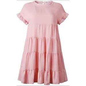 Joteisy Ruffle Short Sleeve Tiered Casual Dress